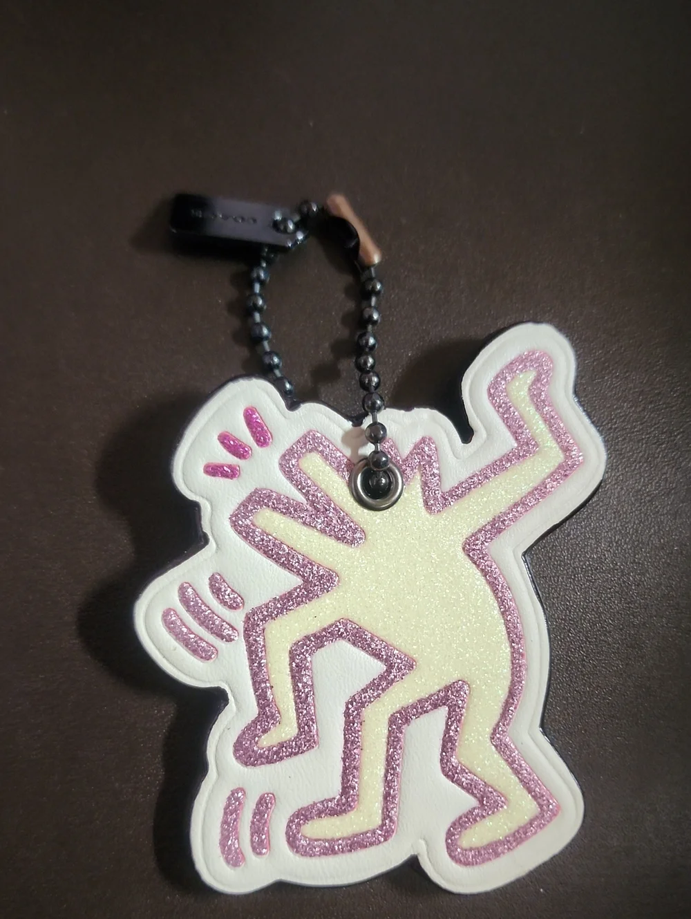COACH X Keith Haring Colab Leather Glitter Dancing Dog Bag Charm Nwot